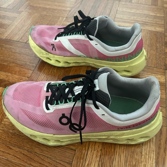 On Running Women's Pink and Yellow Cloudsurfer Next Running Shoes - Picture 5 of 8